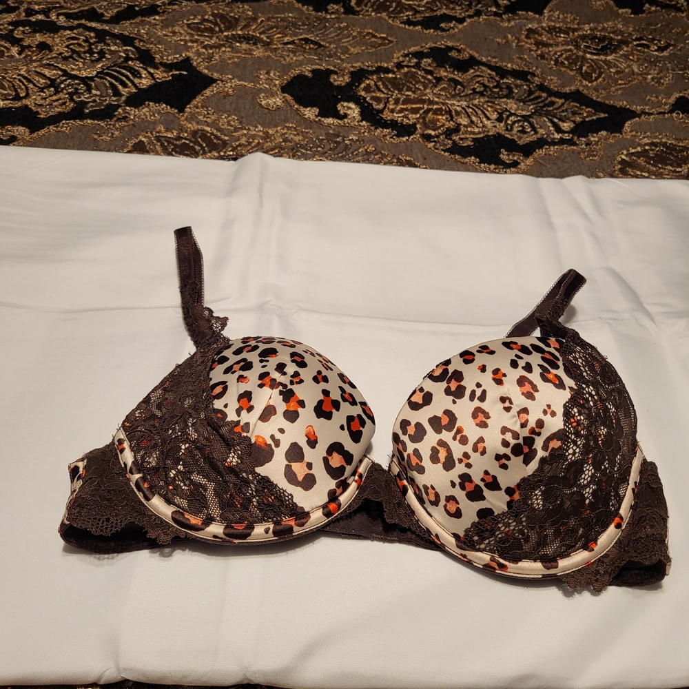 Adore Me Leopard Print and Lace Push Up Bra